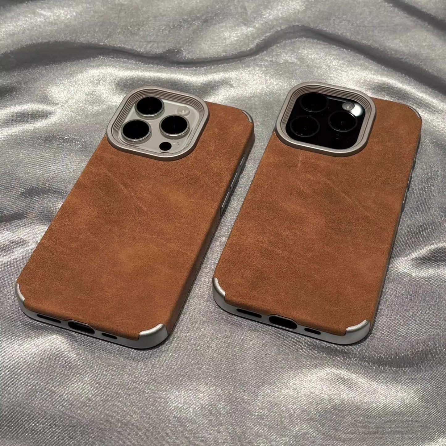 Retro leather Apple phone case suitable for new electroplating high-grade suede protective cover