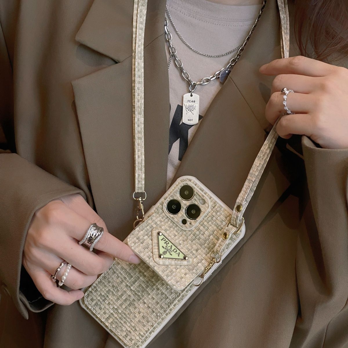 Apple Phone Case Braided Crossbody Card Holder