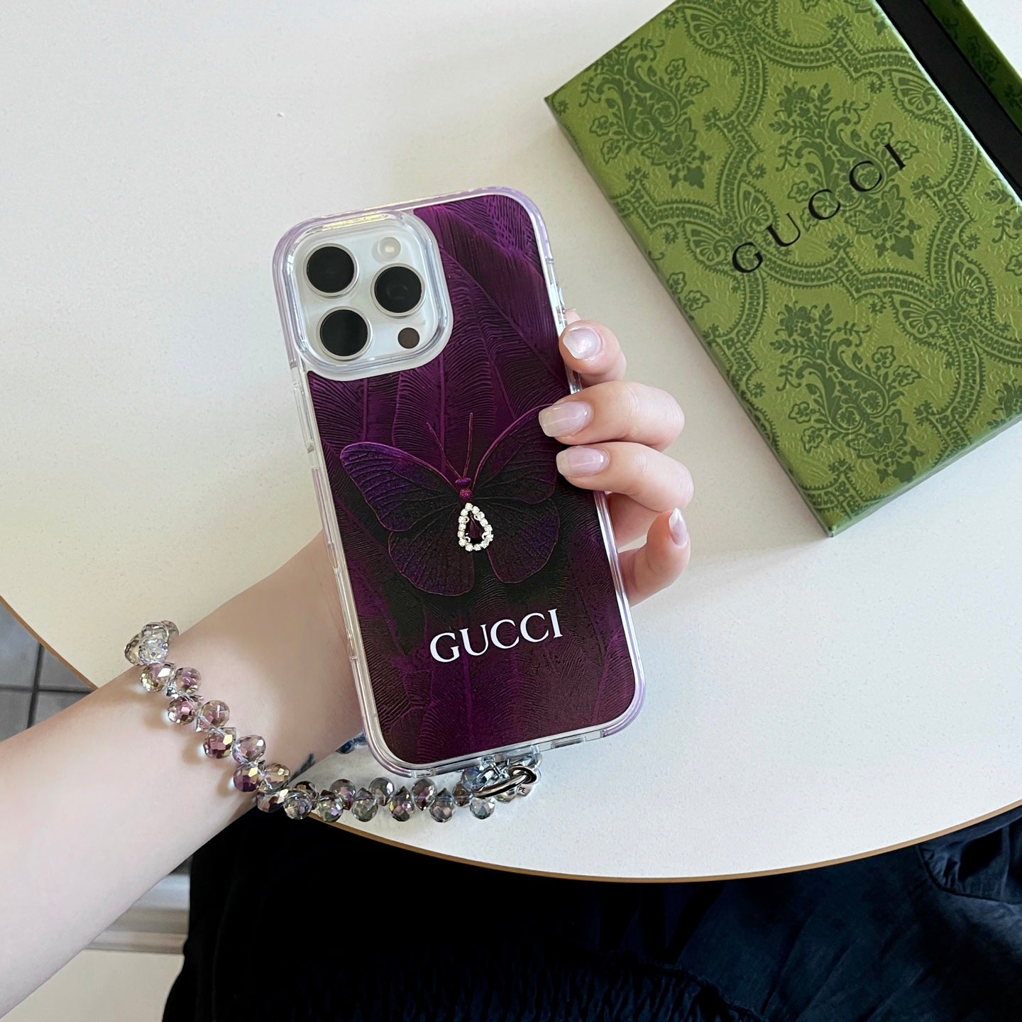 Apple mobile phone case water drop gem butterfly with anti-drop and shockproof