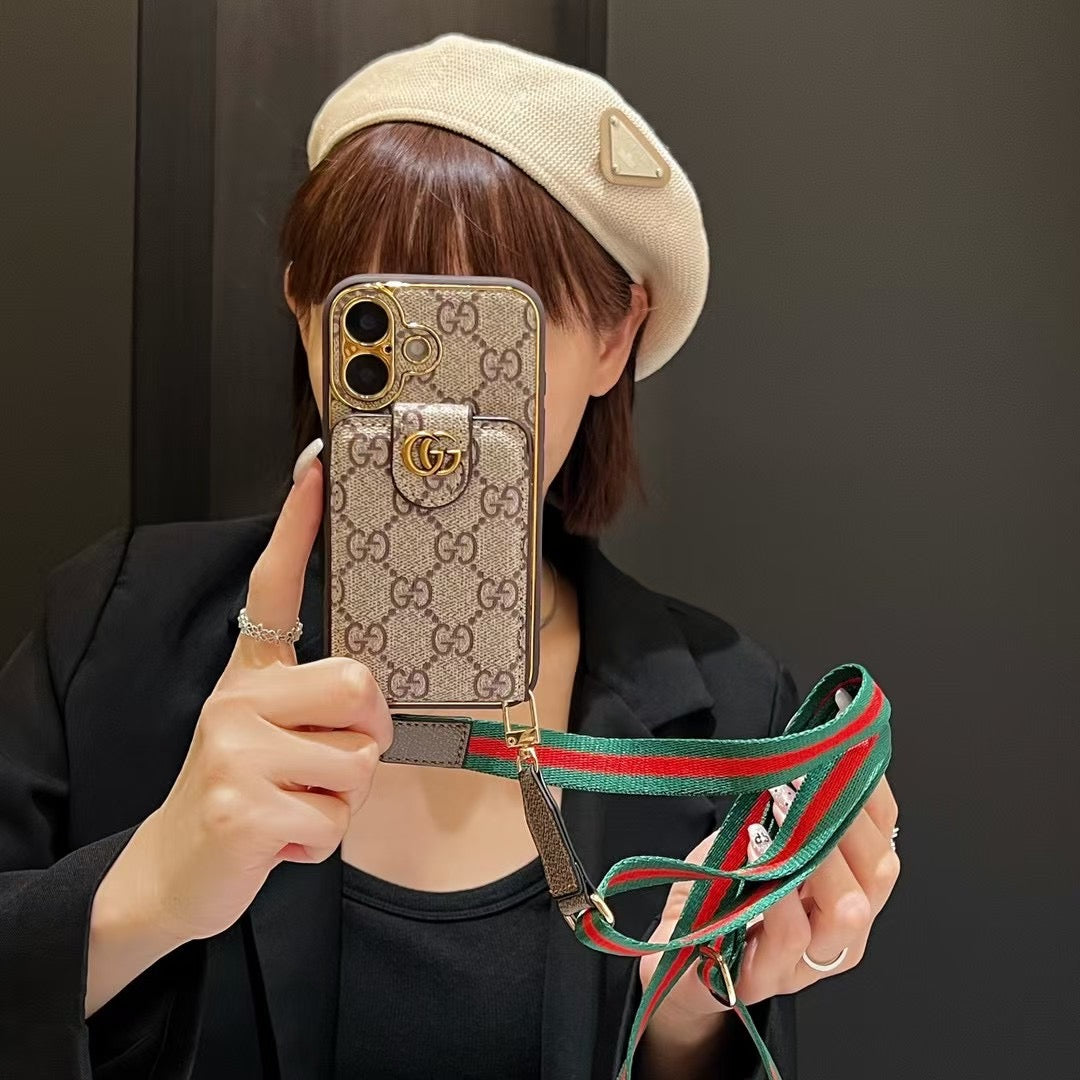 Apple phone case crossbody card holder with crossbody strap
