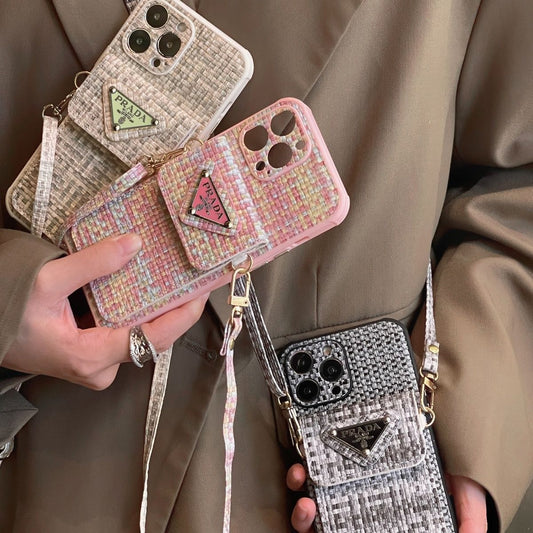Apple Phone Case Braided Crossbody Card Holder