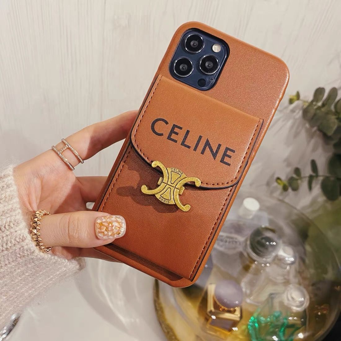 Apple phone case card holder version with mirror