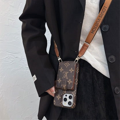 Apple mobile phone case multifunctional card holder up and down crossbody half bag style