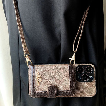 Apple mobile phone case integrated crossbody card holder crossbody card insert protective cover