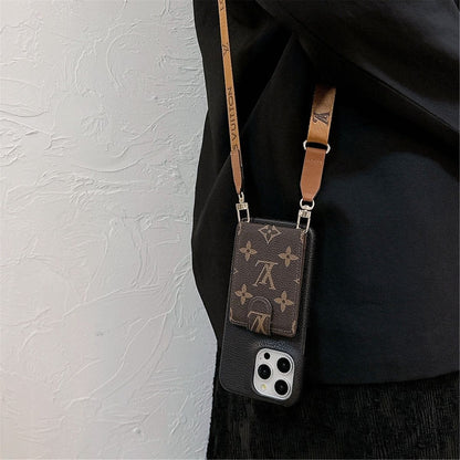 Apple mobile phone case multifunctional card holder up and down crossbody half bag style