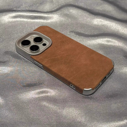 Retro leather Apple phone case suitable for new electroplating high-grade suede protective cover