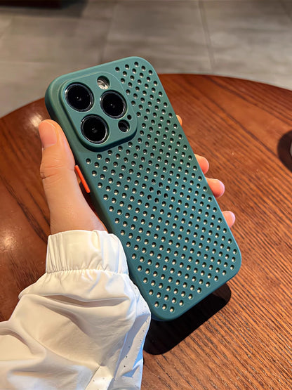 iPhone contrast color soft shell anti-fall full cover frosted protective shell silicone mini hollow grid