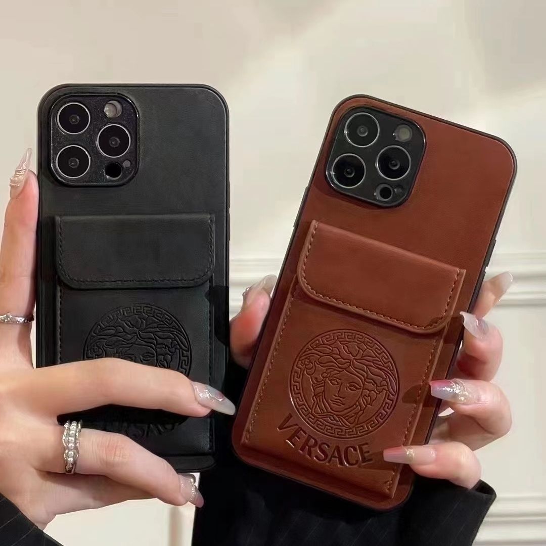 Apple mobile phone case high-grade leather single card holder