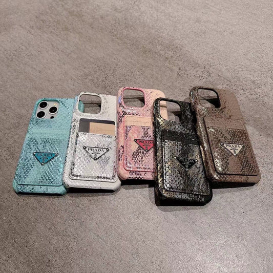Apple phone case snakeskin leather card holder