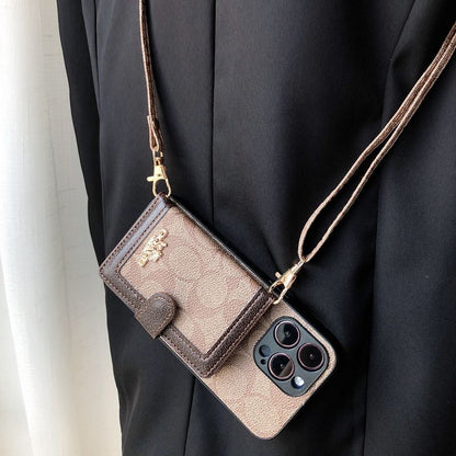 Apple mobile phone case integrated crossbody card holder crossbody card insert protective cover