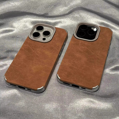 Retro leather Apple phone case suitable for new electroplating high-grade suede protective cover
