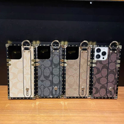 Apple mobile phone high-grade electroplated gold-rimmed leather wristband direct protective case