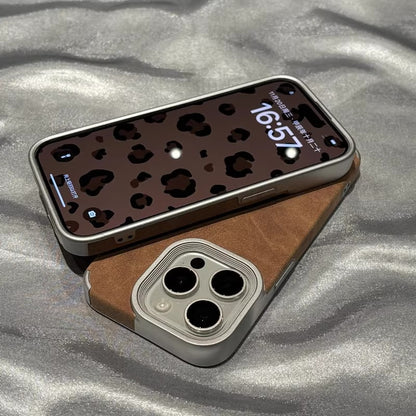 Retro leather Apple phone case suitable for new electroplating high-grade suede protective cover