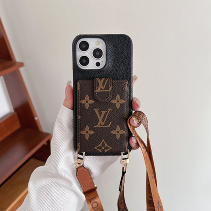 Apple mobile phone case multifunctional card holder up and down crossbody half bag style