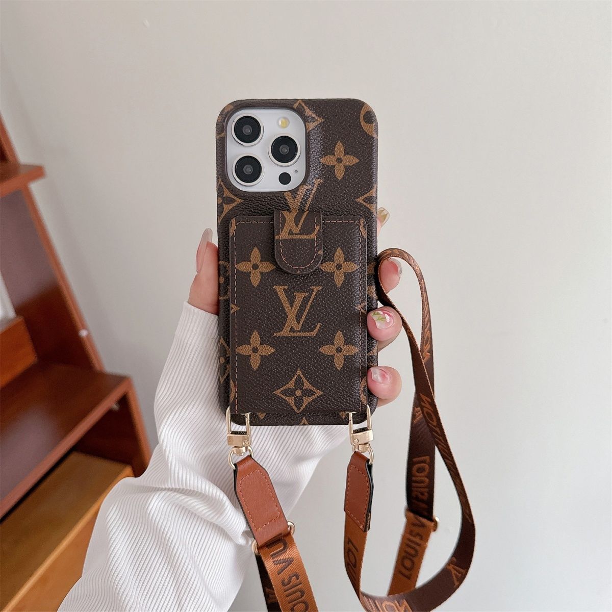 Apple mobile phone case multifunctional card holder up and down crossbody half bag style