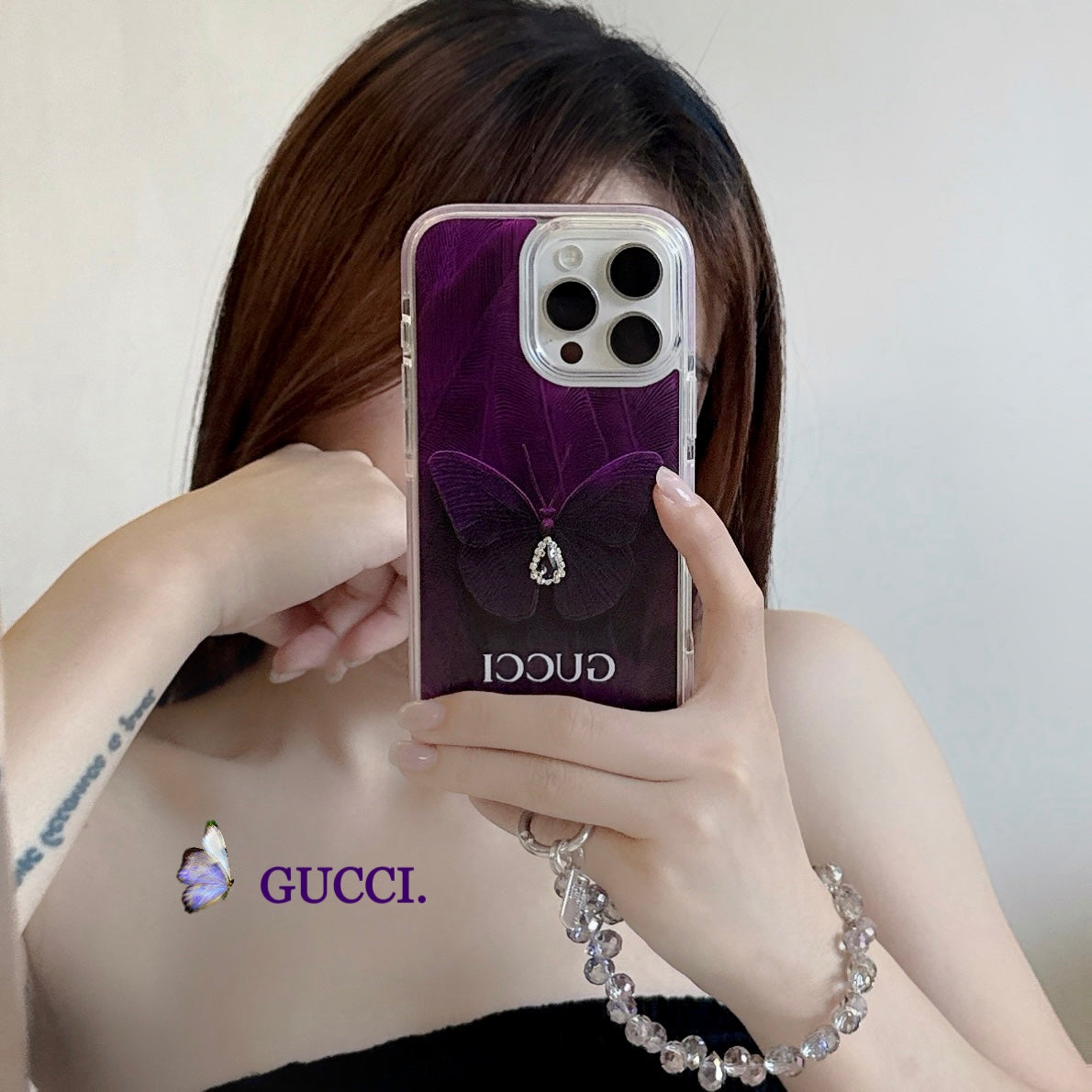 Apple mobile phone case water drop gem butterfly with anti-drop and shockproof