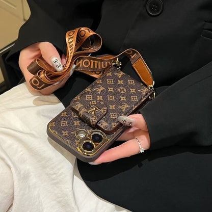 Apple phone case crossbody card holder with crossbody strap