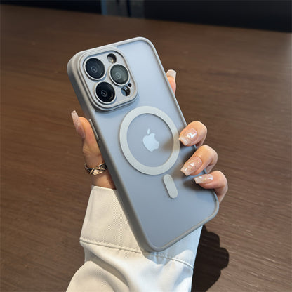 Apple mobile phone hard case magnetic frosted belt magnetic rechargeable