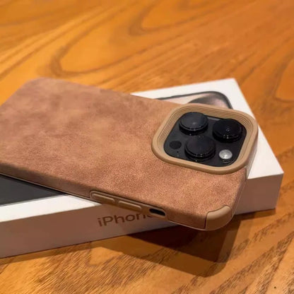 Retro leather Apple phone case suitable for new electroplating high-grade suede protective cover