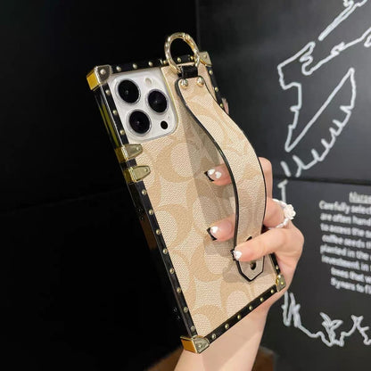 Apple mobile phone high-grade electroplated gold-rimmed leather wristband direct protective case