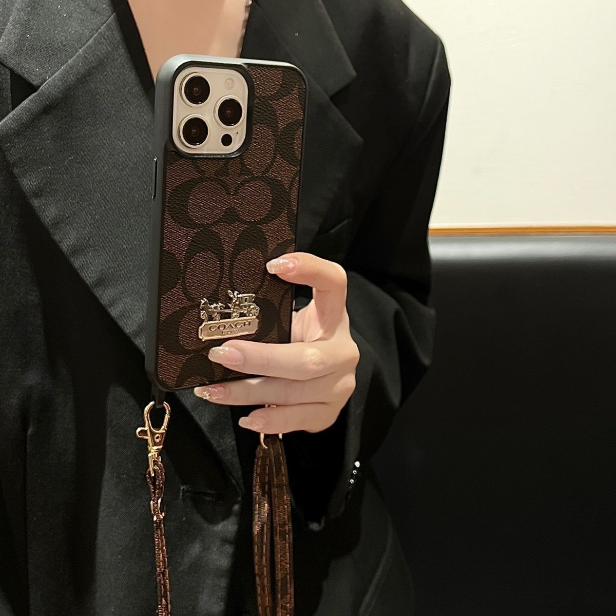 Apple mobile phone case with lanyard