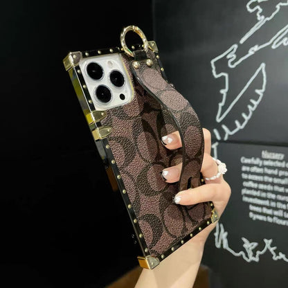 Apple mobile phone high-grade electroplated gold-rimmed leather wristband direct protective case