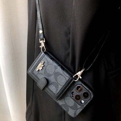 Apple mobile phone case integrated crossbody card holder crossbody card insert protective cover